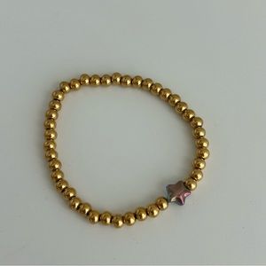 Stainless Steel Gold Ball Stretch Bracelet